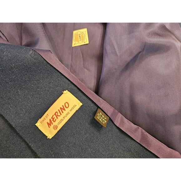 1950s Merino Wool Cape Long Blue Coat Attached Scarf Museum Quality OS Vintage‎ - Picture 10 of 12